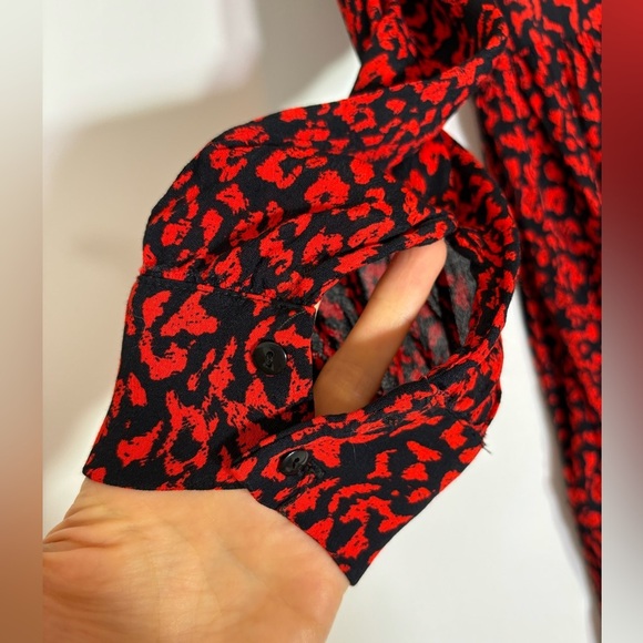 Zara dark Red‎ Animal Print Tiered Ruffle Babydoll dress XS coquette lolita - Picture 7 of 16